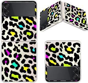 img 4 attached to 🐆 LSL Colorful Leopard Clear Cute Design Pattern Case for Samsung Galaxy Z Flip 3 5G - Shockproof Full Body Protection, Wireless Charging, Slim Phone Cover