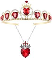 👑 idoxe evie red heart necklace and descendants 3 crown gold tiara jewelry set - queen of hearts eive costume for girls teen halloween" (evie jewelry set with enhanced seo) logo