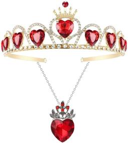 img 4 attached to 👑 IDOXE Evie Red Heart Necklace and Descendants 3 Crown Gold Tiara Jewelry Set - Queen of Hearts Eive Costume for Girls Teen Halloween" (Evie Jewelry Set with Enhanced SEO)