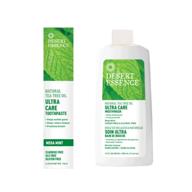 🌿 desert essence natural tea tree oil ultra care bundle - mega mint toothpaste & mouthwash combo for fresh breath and plaque reduction - 6.25oz toothpaste & 16oz mouthwash - oral care with a refreshing taste logo