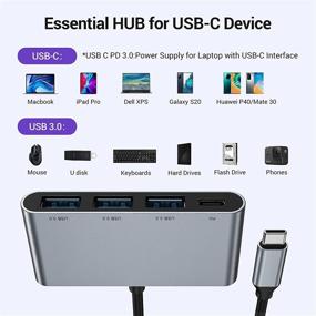 img 3 attached to 🔌 USB C Hub for MacBook Pro, MacBook Pro USB Adapter with 3 USB 3.0 Ports, PD 3.0 Port, USB C Port - Compatible with MacBook Pro/Air 2021-2018, iPad, Dell, Surface, ChromeBook and More
