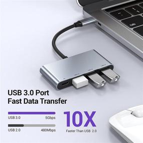 img 2 attached to 🔌 USB C Hub for MacBook Pro, MacBook Pro USB Adapter with 3 USB 3.0 Ports, PD 3.0 Port, USB C Port - Compatible with MacBook Pro/Air 2021-2018, iPad, Dell, Surface, ChromeBook and More