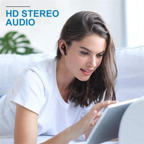 img 3 attached to 🎧 Беспроводные наушники Hexdeer с подставкой для зарядки - Bluetooth V5 наушники для бега в ушные датчики - Влагозащитные наушники в чехле - Широкая совместимость - Спортивные наушники с встроенным микрофоном (Черные)