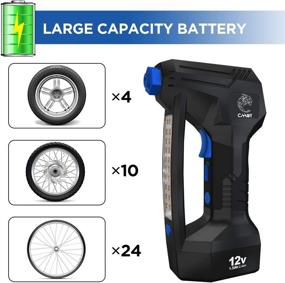 img 3 attached to Портативный воздушный компрессор Cahot: насос для накачивания шин без шнура 150 PSI, цифровой датчик давления 🚗 , аккумулятор Li-ion и автомобильный адаптер 12 В - оптимизирован для автомобилей, грузовиков и мотоциклов