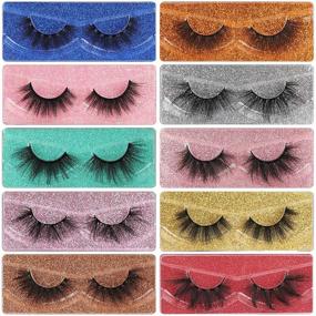 img 4 attached to 👁️ Pack of 10 Pairs Faux Mink 3D Fluffy Wispy Eyelashes - 20MM False Eyelashes with Glamorous Glitter Eyelash Boxes