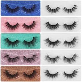 img 1 attached to 👁️ Pack of 10 Pairs Faux Mink 3D Fluffy Wispy Eyelashes - 20MM False Eyelashes with Glamorous Glitter Eyelash Boxes