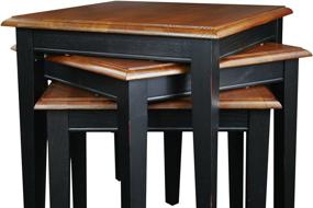 img 1 attached to Stylish and Functional Leick Stacking 🌟 Table Set in Black and Medium Oak