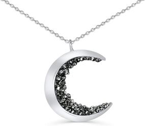 img 4 attached to 💎 Stunning ONDAISY Rhodium Crescent Pendant Necklace: Perfect Jewelry for Girls