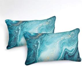 img 1 attached to 🛏️ King Size Teal Marble Bedding Set - Turquoise Duvet Cover with Blue & Gold Abstract Pattern Design - 3 Piece Bedbay Teal Blue Bedding Set with 1 Duvet Cover & 2 Pillowcases for Better Sleep (Blue, King)