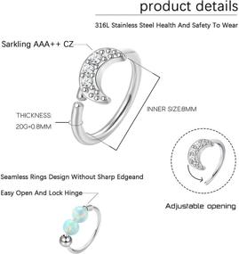 img 1 attached to 👃 ORAZIO 8Pcs 20G Stainless Steel Nose Hoop Ring for Women Men CZ Cross Moon Flower Crawler Cartilage Earrings Nose Piercing Hoop Body Jewelry