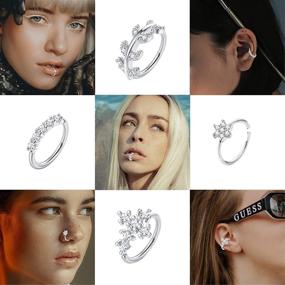 img 3 attached to 👃 ORAZIO 8Pcs 20G Stainless Steel Nose Hoop Ring for Women Men CZ Cross Moon Flower Crawler Cartilage Earrings Nose Piercing Hoop Body Jewelry