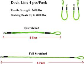 img 2 attached to ⚓️ Bungee Boat Dock Lines - 4ft Green Dockline Mooring Rope - Boat Accessories for Docking - PWC Shock Cords for Boats, Kayaks, Jet Skis, Pontoon, Canoe, Power Boats - Wave Runner, SeaDoo, Watercraft - Set of 2