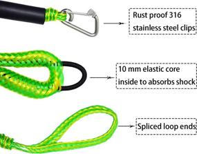 img 3 attached to ⚓️ Bungee Boat Dock Lines - 4ft Green Dockline Mooring Rope - Boat Accessories for Docking - PWC Shock Cords for Boats, Kayaks, Jet Skis, Pontoon, Canoe, Power Boats - Wave Runner, SeaDoo, Watercraft - Set of 2