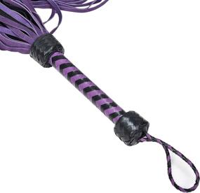 img 2 attached to 27-Inch IMLI Soft Suede Real Leather Horse Whip/Flogger – Kid Grain Leather Braided Handle, Braided Wrist Strap, and 36 Tails (Purple/Black)