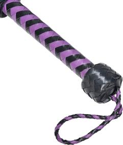 img 3 attached to 27-Inch IMLI Soft Suede Real Leather Horse Whip/Flogger – Kid Grain Leather Braided Handle, Braided Wrist Strap, and 36 Tails (Purple/Black)