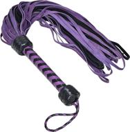 27-inch imli soft suede real leather horse whip/flogger – kid grain leather braided handle, braided wrist strap, and 36 tails (purple/black) logo