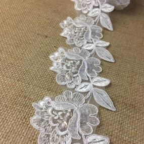 img 3 attached to 💍 Bridal Veil Lace Trim: Elegant Alencon Hand Beaded Sequined Organza, Wide 3'' & 2 Yards Long. Perfect for Veils, Garments, Communion, Christening. Choose from Multiple Colors. Ivory - AMORE FABRICS