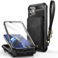 💼 dracool iphone 12 iphone 12 pro wallet case: premium leather flip cover with card holder, screen protector, rfid protection, and magnetic strap - black logo