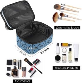 img 2 attached to 💼 Geometric Luminous Travel Makeup Bag for Women - Double Layer Holographic Portable Cosmetic Bags Set, Multifunctional Makeup Organizer for Travel - Perfect Cosmetic Travel Bag Gift