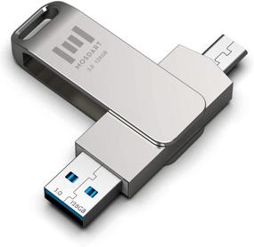 img 4 attached to MOSDART 128 ГБ USB C Флэш-накопитель: Двойной OTG Thumb-накопитель с поддержкой USB-C для устройств с Thunderbolt 3-портом, металлический прочный поворотный дизайн, карабин включен