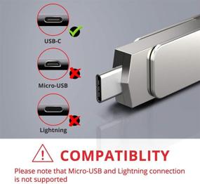 img 1 attached to MOSDART 128 ГБ USB C Флэш-накопитель: Двойной OTG Thumb-накопитель с поддержкой USB-C для устройств с Thunderbolt 3-портом, металлический прочный поворотный дизайн, карабин включен