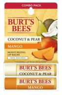 🍯 burt's bees natural moisturizing lip balm, coconut & pear and mango with beeswax & fruit extracts - 2 tubes, 2 fl oz logo