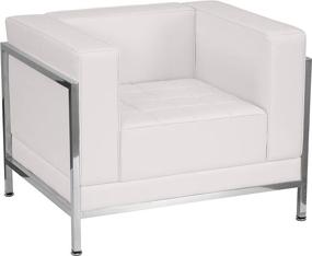 img 4 attached to 🪑 HERCULES Imagination Series Contemporary White LeatherSoft Chair with Encasing Frame by Flash Furniture