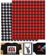 🔥 buffalo plaid heat transfer vinyl - 2 sheets of 12" x 12" fabric iron-on cloth, self-adhesive craft printed sheets for shirts and diy crafts logo