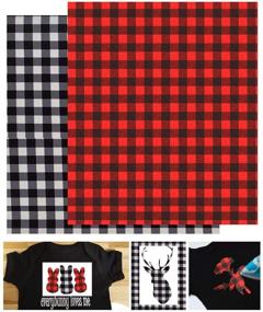 img 4 attached to 🔥 Buffalo Plaid Heat Transfer Vinyl - 2 Sheets of 12" x 12" Fabric Iron-on Cloth, Self-Adhesive Craft Printed Sheets for Shirts and DIY Crafts