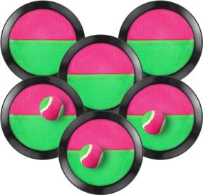 img 4 attached to 🎾 TOODOO Toss and Catch Balls Game Set - 3 Paddle Toss and Catch Ball Kit with 6 Paddles and 3 Balls - Ideal for Sports, Beach Activities, Gifts, Events, Game Prizes, Parties - Black Color, 6.1 Inch Size