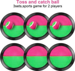 img 3 attached to 🎾 TOODOO Toss and Catch Balls Game Set - 3 Paddle Toss and Catch Ball Kit with 6 Paddles and 3 Balls - Ideal for Sports, Beach Activities, Gifts, Events, Game Prizes, Parties - Black Color, 6.1 Inch Size