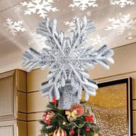 lighted christmas tree topper with silver snowflake led projector - finenic star tree toppers for xmas tree decorations and holiday ornaments logo