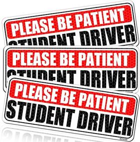 img 4 attached to 🚗 High-Reflective White Botocar Student Driver Magnet for Car - Please Be Patient New Driver Sticker, Rookie Novice Driver Magnetic Safety Vehicle Bumper Sign - Honeycomb Reflective Design - 10×3.5in, 3 Pack