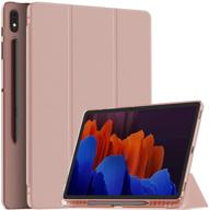 🌹 rose gold translucent tpu back cover for samsung tab s7 fe & s7 plus 12.4 inch, slim lightweight case with auto wake/sleep - fits sm-t730/t736b/t970/t975/t976/t978 logo