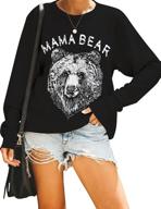 🐻 blooming jelly women's mama bear crewneck pullover sweatshirt - cute long sleeve top with loose fit logo