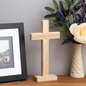 img 3 attached to Wooden Craft Crosses, Decorative Wood Crosses (8.7 inches, Pack of 3)