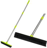 🧹 revolutionary pet hair broom remover: rubber floor broom with soft squeegee, adjustable long handle - perfect for carpet, indoors & outdoors - 49" length logo