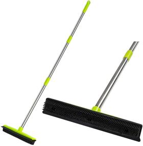 img 4 attached to 🧹 Revolutionary Pet Hair Broom Remover: Rubber Floor Broom with Soft Squeegee, Adjustable Long Handle - Perfect for Carpet, Indoors & Outdoors - 49" Length