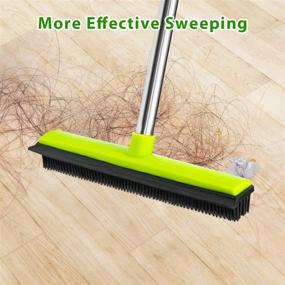 img 2 attached to 🧹 Revolutionary Pet Hair Broom Remover: Rubber Floor Broom with Soft Squeegee, Adjustable Long Handle - Perfect for Carpet, Indoors & Outdoors - 49" Length
