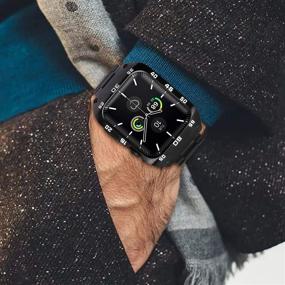 img 1 attached to 📱 Ремешок HATALKIN для Apple Watch 44 мм с металлическим бампером - прочные мужские ремешки для SE/Series 6/5/4 - нержавеющие стальные защитные чехлы - защита от падений и ударов