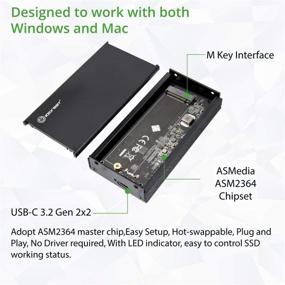 img 2 attached to 💻 IO CREST USB-C 3.2 Gen 2x2 20 Gbps M.2 External Enclosure for PCIe NVMe SSD - Supports 2280 SY-ENC40231 ASM2364