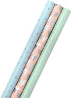 hallmark all occasion wrapping paper bundle - blush, aqua, mint, silver (3-pack: 105 sq. ft. 🎁 ttl.) with cut lines on reverse - perfect for birthdays, mothers day, weddings, easter, bridal showers, baby showers logo