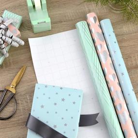 img 3 attached to Hallmark All Occasion Wrapping Paper Bundle - Blush, Aqua, Mint, Silver (3-Pack: 105 sq. ft. 🎁 ttl.) with Cut Lines on Reverse - Perfect for Birthdays, Mothers Day, Weddings, Easter, Bridal Showers, Baby Showers