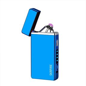 img 4 attached to 🔥 SKRFIRE Windproof Lighter Outdoor: Wearproof, USB Rechargeable, ICY Blue Dual Arc Electric Lighter with Flashing Battery Indicator