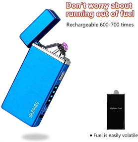 img 3 attached to 🔥 SKRFIRE Windproof Lighter Outdoor: Wearproof, USB Rechargeable, ICY Blue Dual Arc Electric Lighter with Flashing Battery Indicator