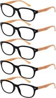👓 looklife blue light reading glasses: stylish wood-look frames, 5 pack for men and women logo