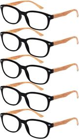 img 4 attached to 👓 LOOKLIFE Blue Light Reading Glasses: Stylish Wood-Look Frames, 5 Pack for Men and Women
