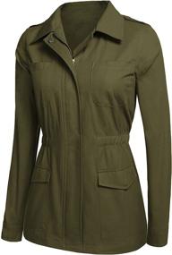 img 3 attached to 🧥 ACEVOG Women's Military Anorak Jacket with Cinched Waist, Zip-Up, Snap Button, Utility Design, and Multiple Pockets