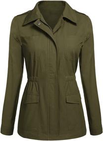 img 4 attached to 🧥 ACEVOG Women's Military Anorak Jacket with Cinched Waist, Zip-Up, Snap Button, Utility Design, and Multiple Pockets