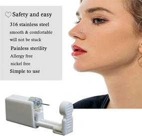 img 1 attached to Stylish 20G Nose Rings Set: Black and White Stud Kit with 2mm Studs for a Chic Look